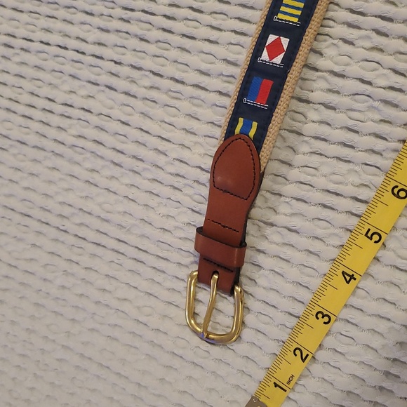 Vintage Leather Man Ltd Essex CT Nautical Flags Belt Men's Size 44 - Picture 3 of 6